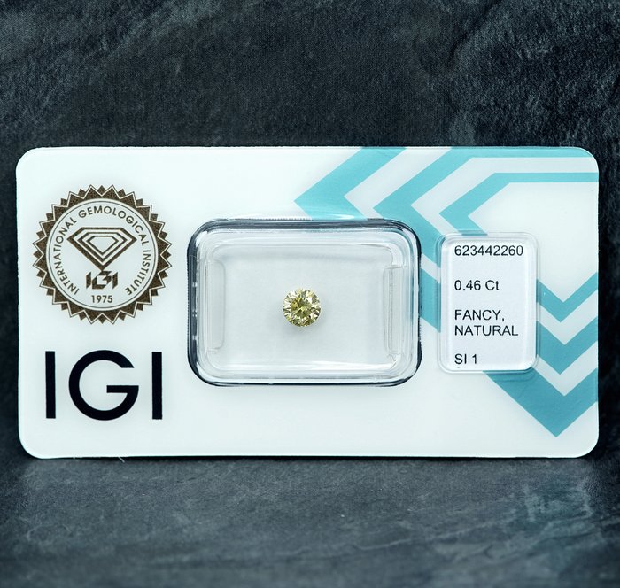 Ingen mindstepris - 1 pcs Diamant  (Naturfarvet)  - 0.46 ct - Fancy light Gul - SI1 - International Gemological Institute (IGI)