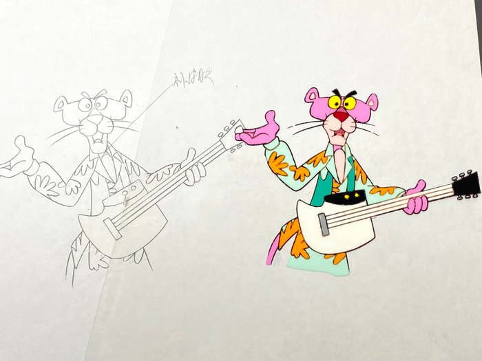 The Pink Panther Show (1970) - 1 Original Animation Cel og Tegning af The Pink Panther