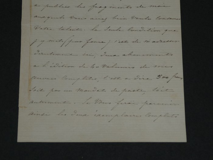 Alphonse de Lamartine - Très belle lettre autographe signée de 3 pages - 1865