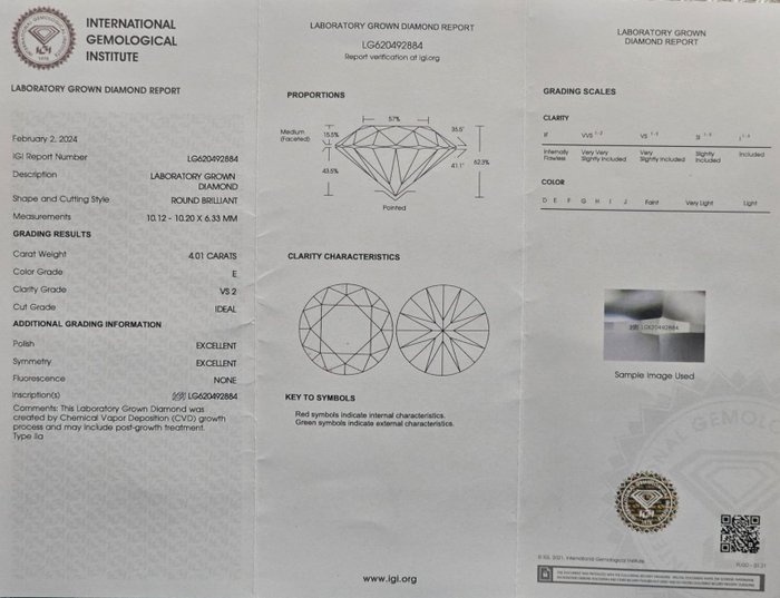 Ingen mindstepris - Ring Platin -  4.01ct. tw. Diamant (Laboratoriedyrket) - Brude vielsesring, E, VS2