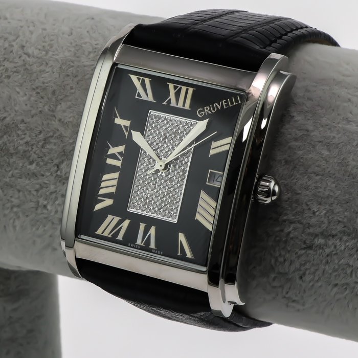 Gruvelli - Swiss Diamond Watch - GP-XXX-SL-D-3 - Black strap - Ingen mindstepris - Mænd - 2011-nu