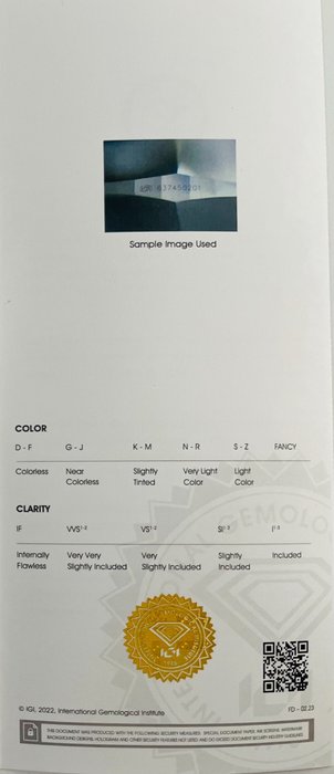 1 pcs Diamant  (Natur)  - 2.51 ct - Rund - F - IF - International Gemological Institute (IGI) - *EX EX Ingen*