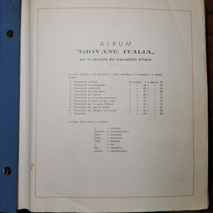 Italien Kongerige 1862/1970 - Ufuldstændig samling af frimærker fra Kongeriget Italien på albummet "Giovane Italia" + Spezzature e - Sassone 2024