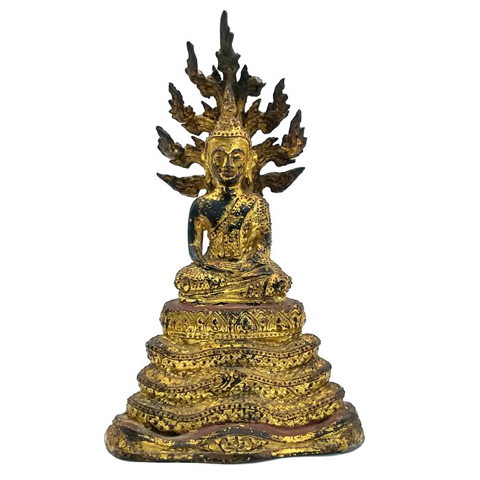 Rattanakosin Naga Buddha late 19th/early 20th century. - Skulptur - Thailand