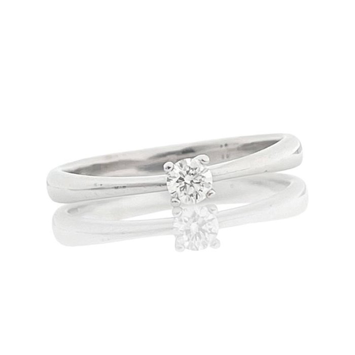 Ring - 18 kraat Hvidguld -  0.10ct. tw. Diamant (Natur)  - Diamantring