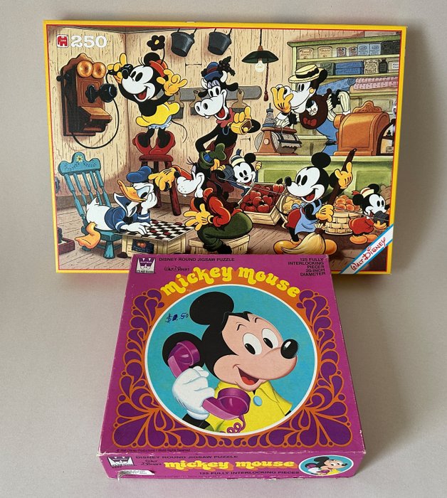 Donald Duck Goofy Mickey Mouse Minnie Mouse - 2 Puzzle - Jumbo / Whitman