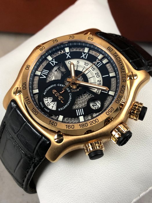 Ebel - 1911 BTR 18K Gold Skeleton Chronograph Automatic - 5139L72/1513514 - Mænd - 2011-nu