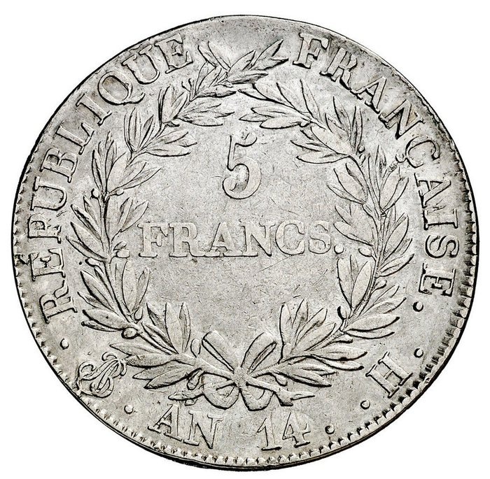 Frankrig Napoléon I (1804-1814) 5 Francs An 14-H La Rochelle