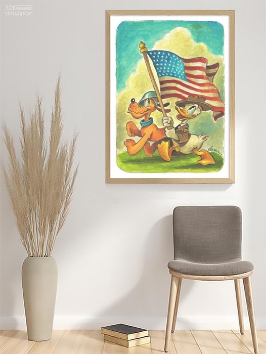 Joan Vizcarra - Donald Duck and Pluto: Patriotic Parade - Original Painting