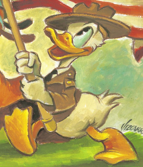 Joan Vizcarra - Donald Duck and Pluto: Patriotic Parade - Original Painting