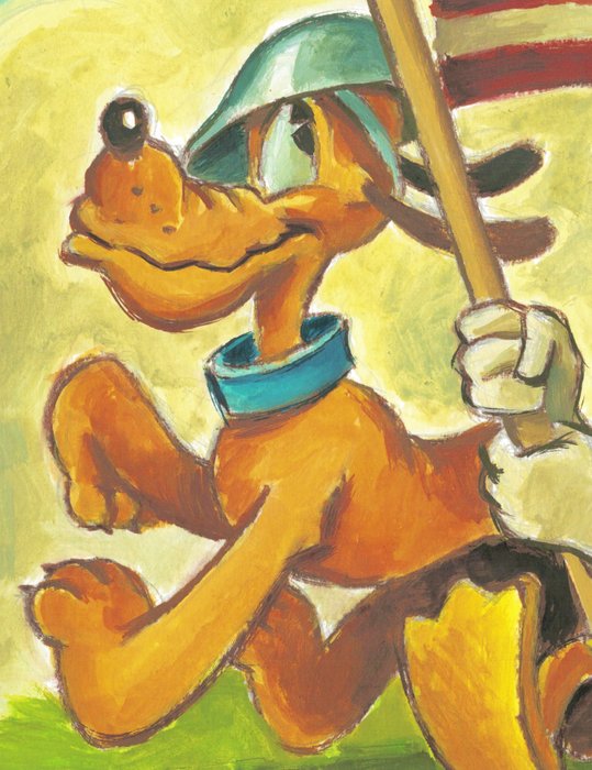 Joan Vizcarra - Donald Duck and Pluto: Patriotic Parade - Original Painting