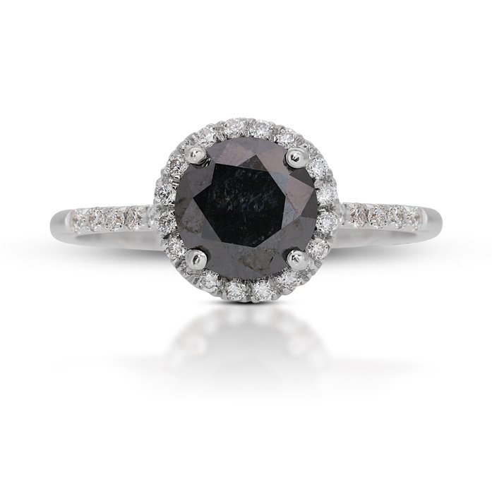 Ring - 14 karat Hvidguld -  1.32ct. tw. Diamant (Naturfarvet)  - Diamant