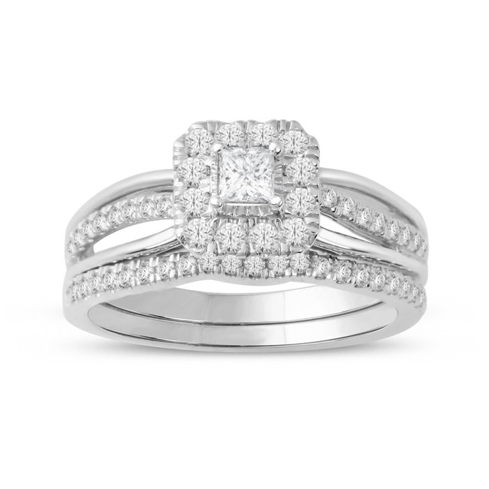 Ring - 14 karat Hvidguld -  0.62ct. tw. Diamant (Natur) - Diamant - Diamant glorie