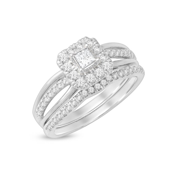 Ring - 14 karat Hvidguld -  0.62ct. tw. Diamant (Natur) - Diamant - Diamant glorie