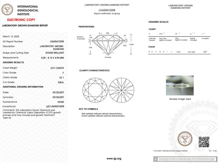 Ingen mindstepris - Ring - 14 karat Hvidguld -  2.01ct. tw. Diamant (Laboratoriedyrket) - IDEAL EXEX F VS1 INGEN