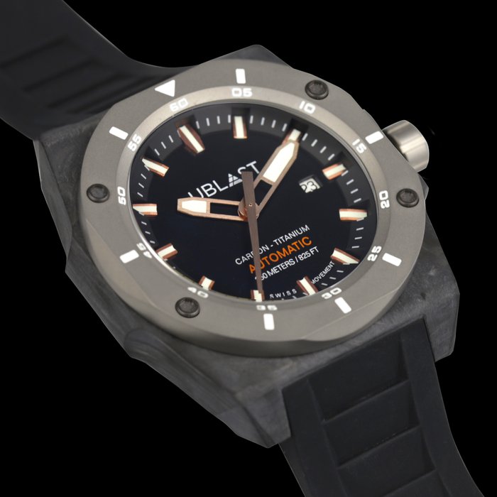 Ublast - " NO RESERVE PRICE " Fusion Carbon  Titanium - UBFSN47BKG - Automatic Swiss MOVT - 25 ATM - Ingen mindstepris - Mænd - Ny