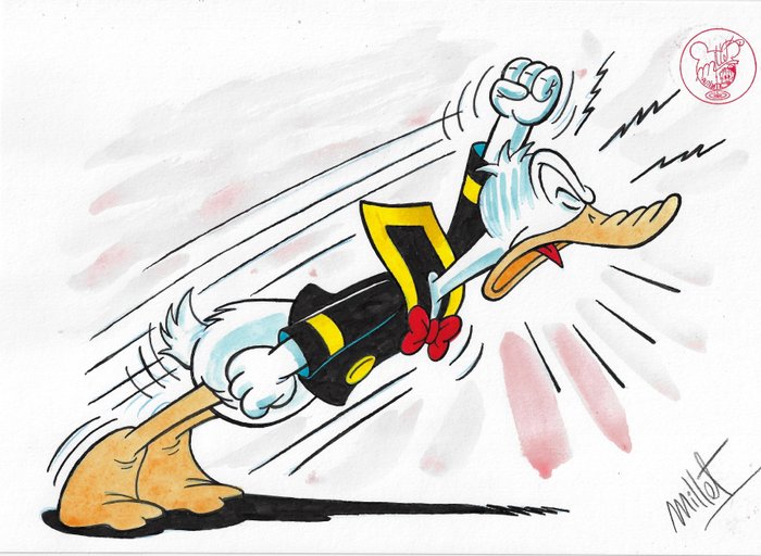 Millet - 1 Original colour drawing - Donald Duck - Vintage Style