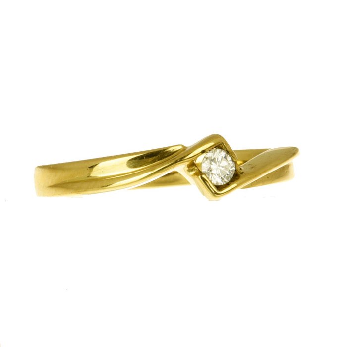 Ring - 18 kraat Gulguld Diamant (Natur)