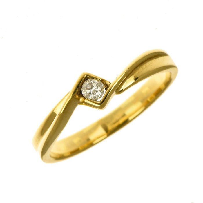 Ring - 18 kraat Gulguld Diamant (Natur)