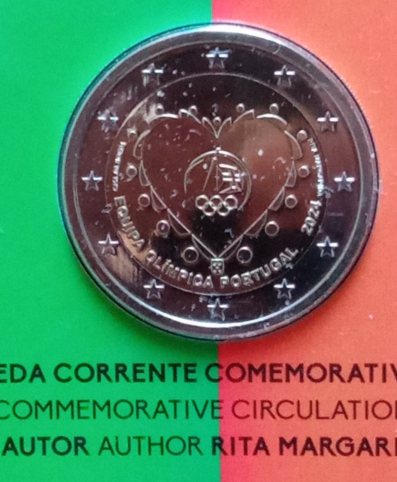 Cypern Portugal 2 Euro 2015/2024 "Bandeira da Europa" + "Equipa Olimpica Portugal" (2 moedas) Proof + BU  (Ingen mindstepris)