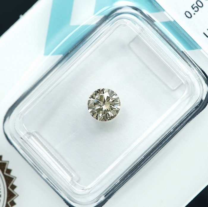 1 pcs Diamant  (Naturfarvet)  - 0.50 ct - Light Brunlig Gul - SI1 - International Gemological Institute (IGI)