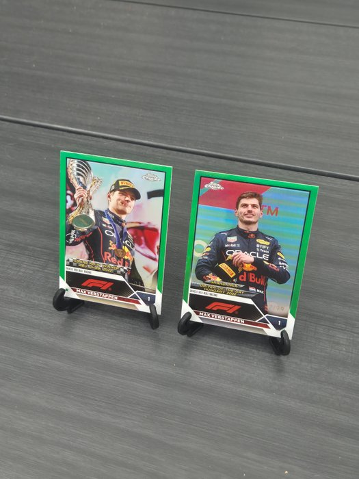 2023 Topps Chrome F1 Max Verstappen #165, #178 Green /99 - 2 Card - Næsten så god som ny (NM)