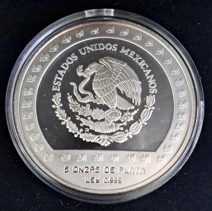 Mexico. 10.000 Pesos The Aztek Collection: 5 Oz. Silver Proof coin 1992 Piedra de Tizoc