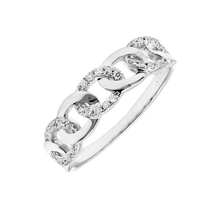 Ring - 14 karat Hvidguld -  015ct tw Diamant  (Natur)