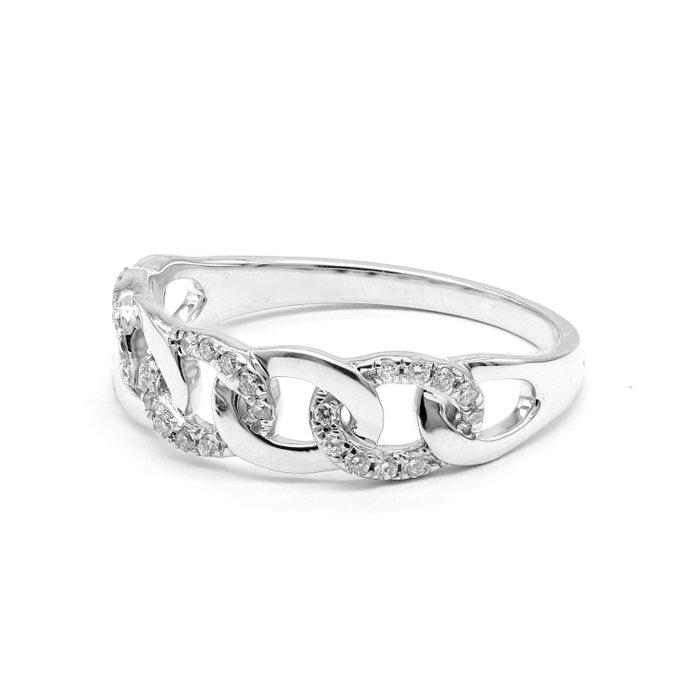 Ring - 14 karat Hvidguld -  015ct tw Diamant  (Natur)