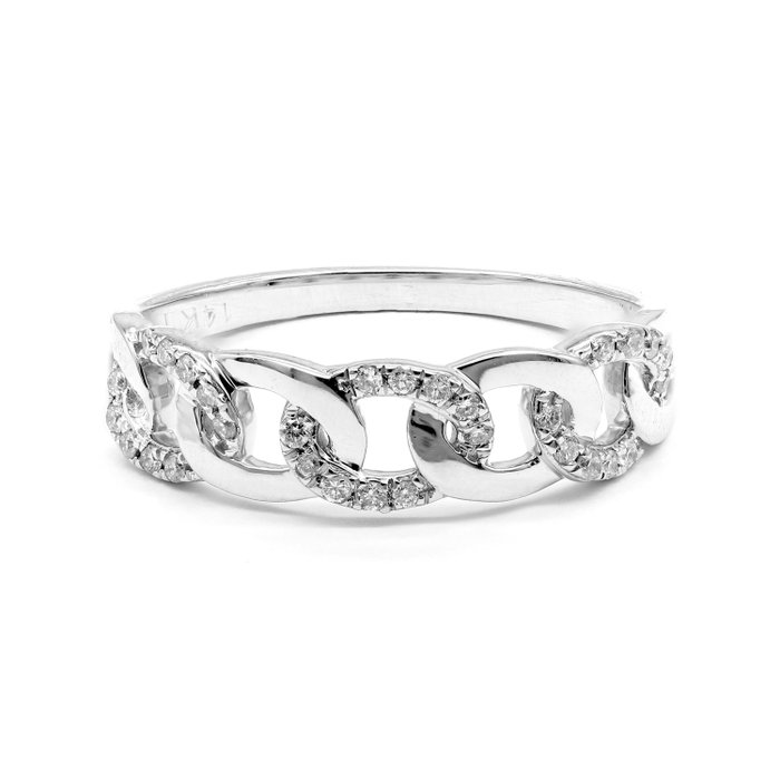 Ring - 14 karat Hvidguld -  015ct tw Diamant  (Natur)