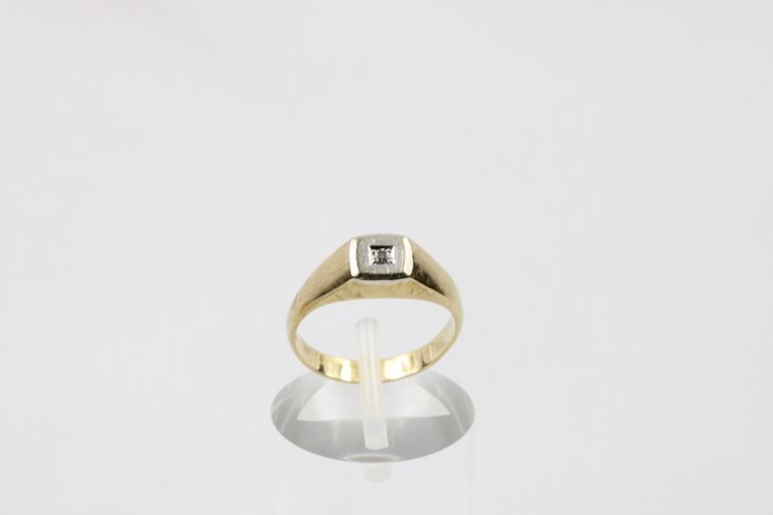 Ring - 14 karat Gulguld -  0.10ct. tw. Diamant (Natur)