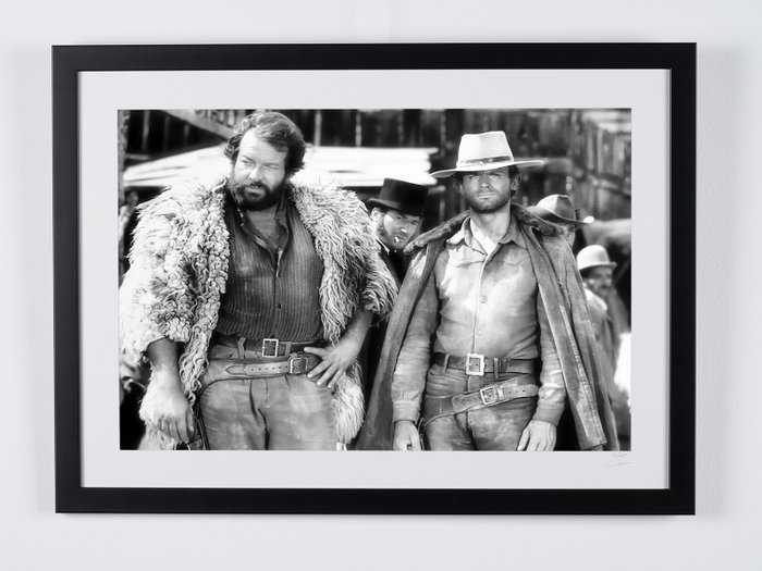 Boot Hill (1969) - Bud Spencer  Terence Hill - Fine Art Photography - Luxury Wooden Framed 70X50 cm - Limited Edition Nr 04 of 50 - Serial ID 15802 - This Fine Art Photography is based on the original picture. This is not Fake AI picture.