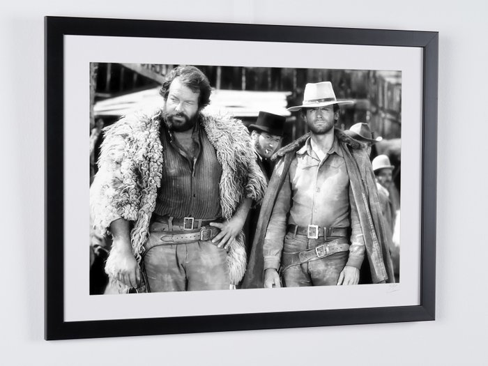 Boot Hill (1969) - Bud Spencer  Terence Hill - Fine Art Photography - Luxury Wooden Framed 70X50 cm - Limited Edition Nr 04 of 50 - Serial ID 15802 - This Fine Art Photography is based on the original picture. This is not Fake AI picture.