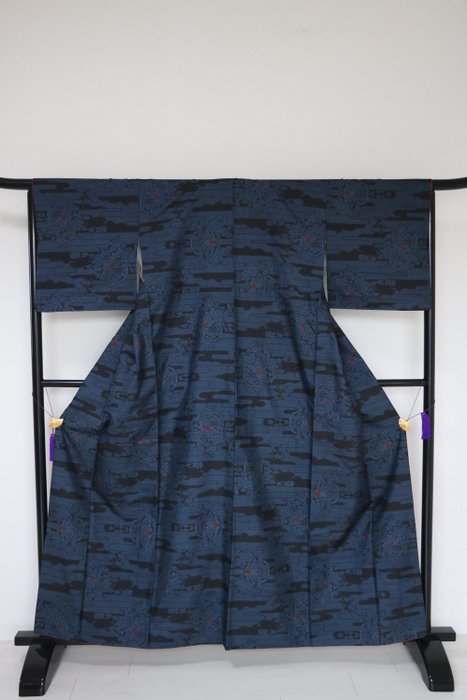 kimono 大島紬 Oshima Tsumugi, japansk ikat - Silke - Japan - Showa/Heisei periode