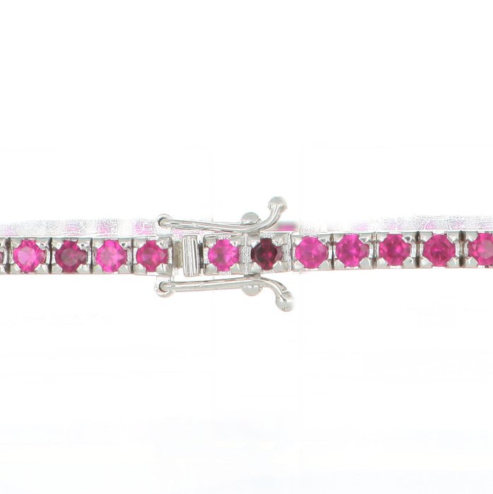 Ingen mindstepris - Armbånd - 18 kraat Hvidguld -  3.92ct. tw. Rubin - Diamant