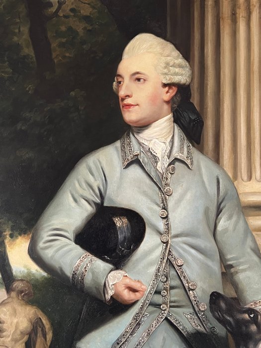 British school (XX) after Joshua Reynolds - Portrait of a gentleman and his dog - XL format