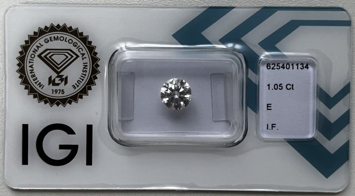 1 pcs Diamant  (Natur)  - 105 ct - Rund - E - IF - International Gemological Institute (IGI)