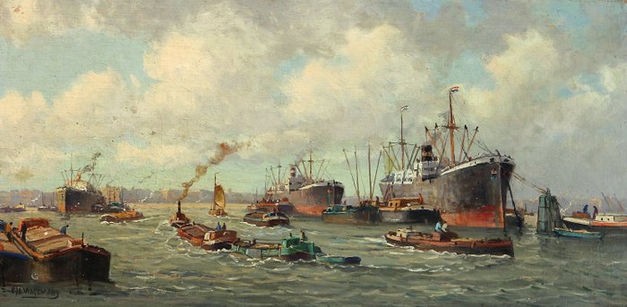 G,J A Wagemans (1879-1955) - Maas panorama.