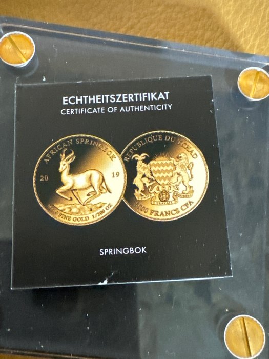 Tchad. 5000 Francs 2019 Springbock, 1/200 Oz (.999)  (Ingen mindstepris)