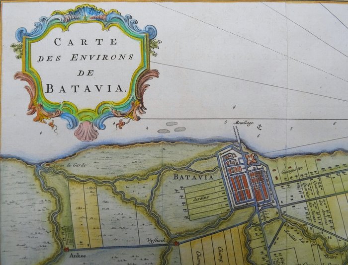 Asien - Indonesien / Java / Jakarta (Batavia); J.N. Bellin / J. van der Schley - Carte des Environs de Batavia / Kaart van de Buitenstreeken van Batavia - 1721-1750