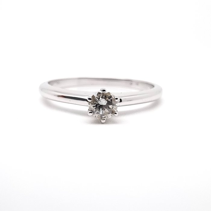 Ring - 18 kraat Hvidguld Diamant (Natur)