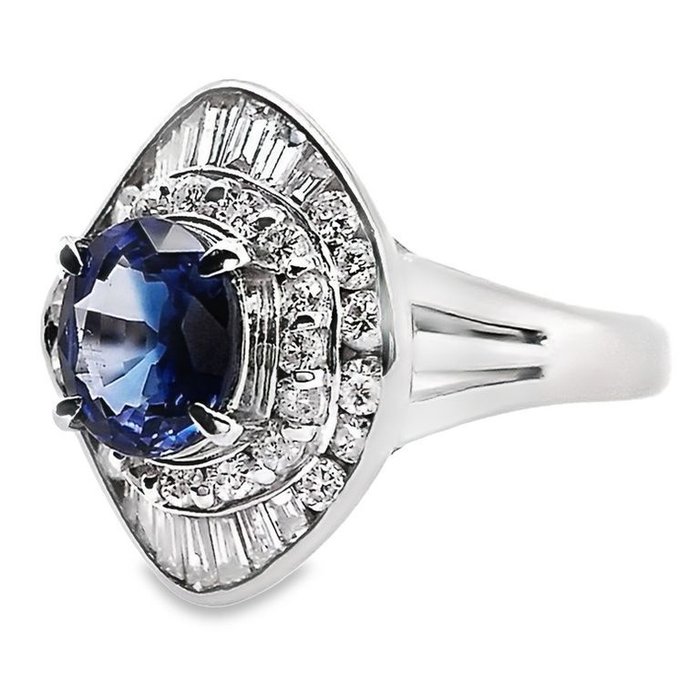 Ring Platin -  1.89ct. tw. Safir - Diamant