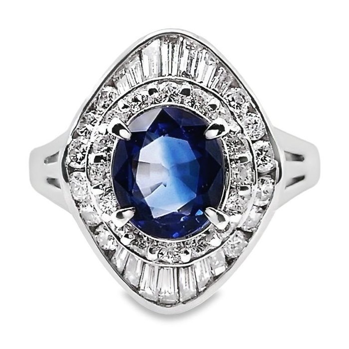 Ring Platin -  1.89ct. tw. Safir - Diamant