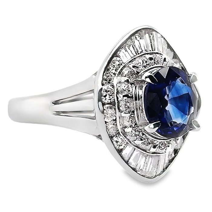 Ring Platin -  1.89ct. tw. Safir - Diamant