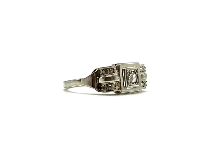 Ingen mindstepris - Ring - 18 kraat Hvidguld, Platin -  0.05ct. tw. Diamant (Natur)