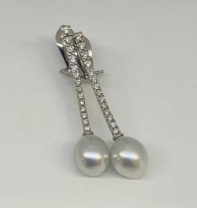 Øreringe SouthSea Drop Pearls - Hvidguld 18K -  0.84ct. tw. Diamant (Natur)