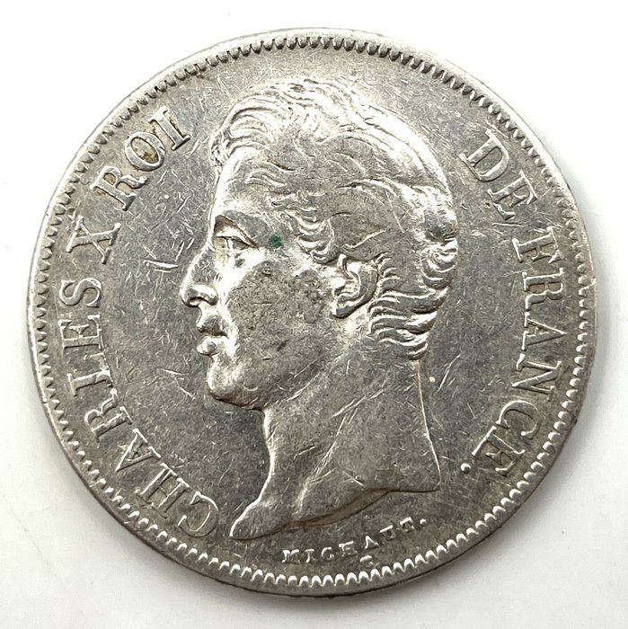 Frankrig Karl 10 (1824-1830) 5 Francs 1827-A Paris  (Ingen mindstepris)