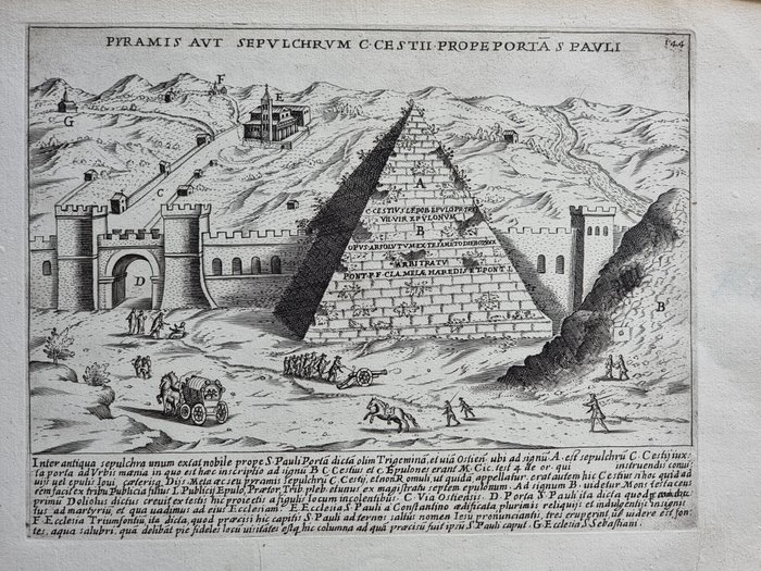 Giovanni Giacomo De Rossi (1627-1691) - Giacomo Lauro (prima del 1650) - Lot. of 2: Basilica S. Petri - Pyramis Aut Sepulchrum C. Cestii - Antiquae urbis splendor Roma