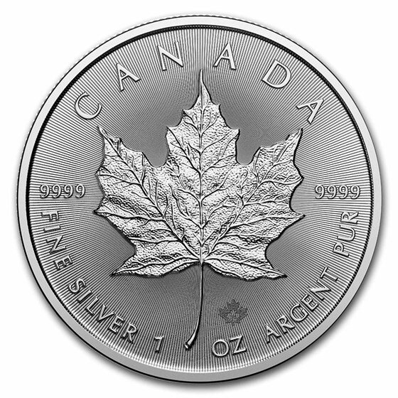 Canada. 25 x 1 oz $5 CAD Silver Maple Leaf Coin BU (Random Years) in Tube