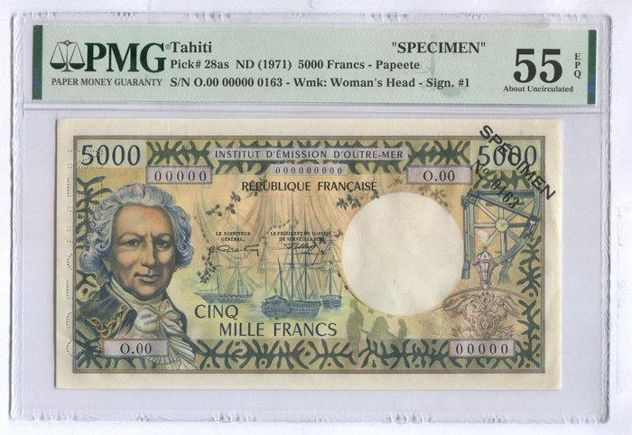 Tahiti. - 5000 Francs - ND (1971) - Specimen - Pick 28as